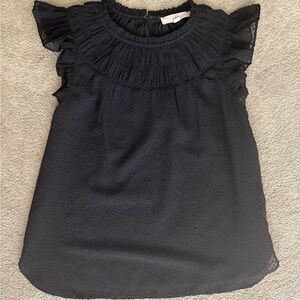 LOFT Black Ruffle Sleeveless Top